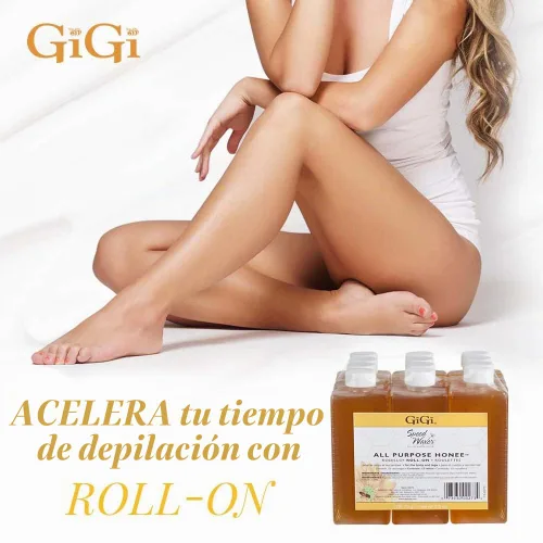 Vista 3 de GiGi Cera de depilación Roll-On Honee multiusos, fácil y rápida, recarga de cera suave, 2.8 oz., paquete de 12