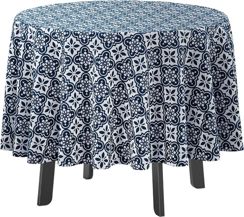 Vista 25 de Mantel redondo para interior/exterior de 58 pulgadas, mantel redondo impermeable para patio, manteles para mesa circular de primavera/verano
