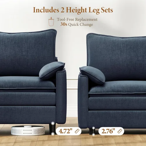 Vista 3 de Vesgantti Sofá modular en forma de U de 108 pulgadas, cómodo sofá modular Cloud con 2 otomanas de asiento profundo de chenilla, sofás modulares