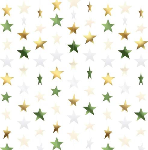 Vista 27 de Patelai Guirnalda de estrellas con purpurina 2026, decoración de graduación de 130 pies, pancarta colgante de estrella para fiesta, cumpleaños
