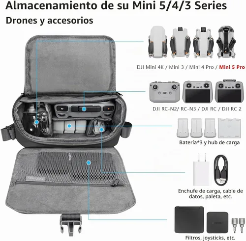 Vista 2 de FPVtosky Bolsa de hombro para DJI Lito X1/NEO 2/Mini 5 Pro/4/3 Pro/Mini 4k Fly More Combo, bolsa de transporte de viaje para DJI NEO/funda abatible