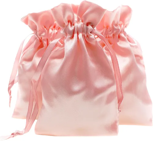 Vista 26 de Bolsas de regalo de satén azul bebé de 4 x 6 pulgadas, bolsas de joyería, bolsas de cordón para recuerdos de boda, baby shower, Navidad, 50 por