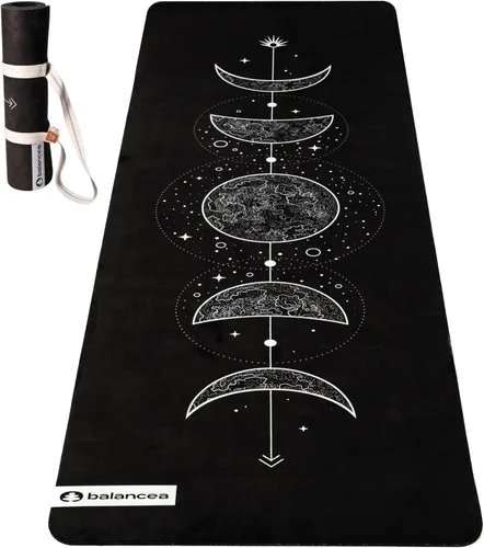 Vista 8 de Tapete de yoga con correa de 5 mm antideslizante de gamuza y TPE - Tapete ecológico para fitness y ejercicio para gimnasio en casa, pilates, yoga