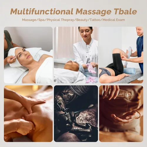 Vista 7 de OmySalon Cama de masaje profesional Esteticista Cama con reposacabezas extraíble (blanco)