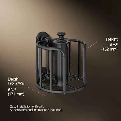 Vista 4 de Kohler 72576-BL K-72576-BL Artifacts - Carro de pañuelos, negro mate