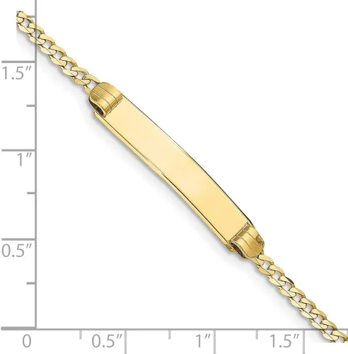 Vista 3 de Engravable Personalized Custom 10K Yellow Gold Flat Curb Link ID Bracelet For Men or Women Length 7 inches Width 5.44 mm With Lobster Claw Clasp