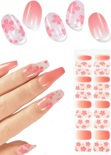 Vista 14 de Tiras de uñas de gel rojo burdeos color sólido pegatinas de gel de uñas 20 envolturas de manicura extra largas