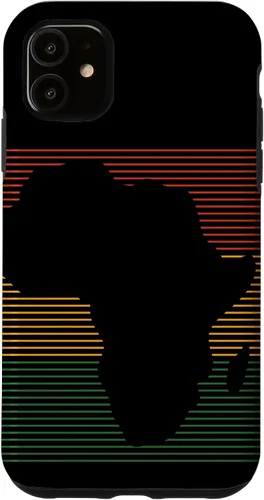 Vista 6 de Funda para iPhone 12 Pro Max Africa Silhouette, con líneas onduladas, color negro y mes de la historia