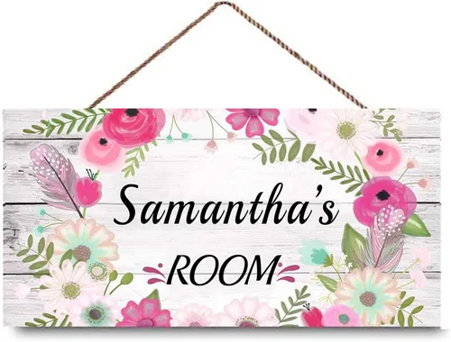 Vista 10 de Letrero de puerta personalizado para niños, diseño de fútbol, fútbol, béisbol, dormitorio, placa de madera, decoración de pared, regalo
