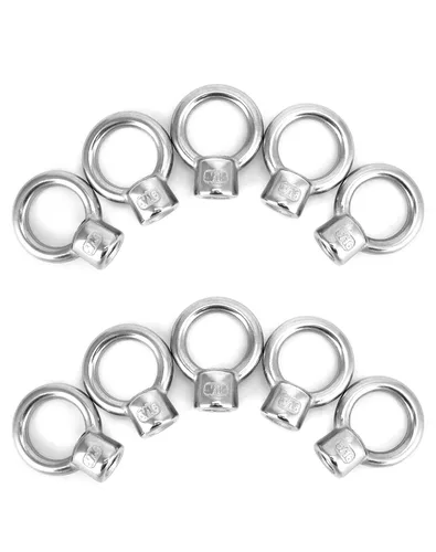 Vista 11 de QWORK Anillo de elevación, 10 unidades, 1/4" UNC, acero inoxidable de grado marino 316 Paquete de 10