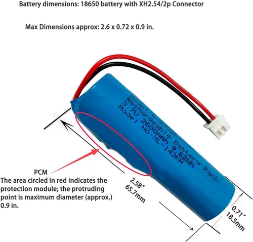 Vista 2 de XINLANTECH 3.7V 2600mAh 18650 Batería recargable de iones de litio con conector Jst XH2.54/2P cables de enchufe para electrónica de bricolaje