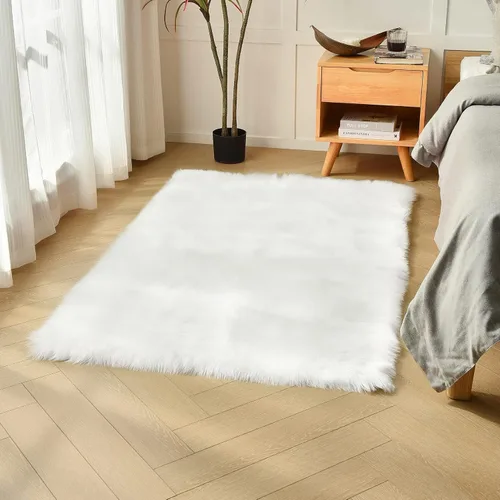 Vista 18 de duduta - Alfombra de pelo sintético de lana de oveja beige 2x3 pies, suave y esponjosa, funda para silla de pelo mullido, alfombra pequeña
