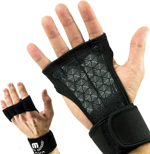 Vista 5 de Mava Sports Guantes de entrenamiento cruzado con soporte de muñeca para WOD, entrenamiento de gimnasio, levantamiento de pesas y fitness, acolchado