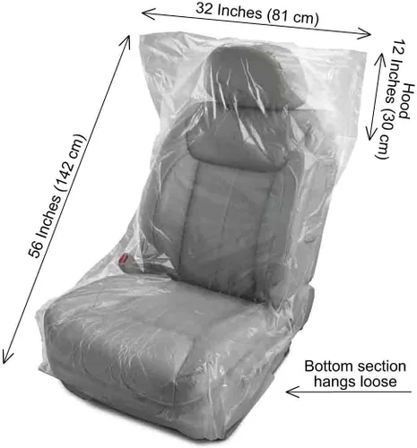 Vista 2 de 100 fundas de asiento desechables, fundas universales de plástico desechables para asientos de avión, sillas de salón, asientos de restaurante
