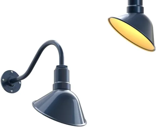 Vista 31 de Steel Lighting Co. Luz de Letrero de Tienda Venice para Pared de Acento de Restaurante al Aire Libre Cúpula de 9 pulgadas Brazo Recto de 6