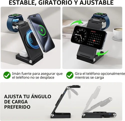 Vista 5 de Estación de carga rápida inalámbrica Mag-Safe 2026 Negro