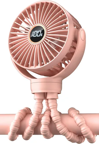 Vista 8 de Ventilador portátil del cochecito, mini ventiladores del bebé con pilas con pantalla LED Negro