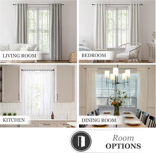 Vista 8 de Kenney Beckett - Barra decorativa estándar para cortina de ventana, 5/8", 28-48", negra Negro