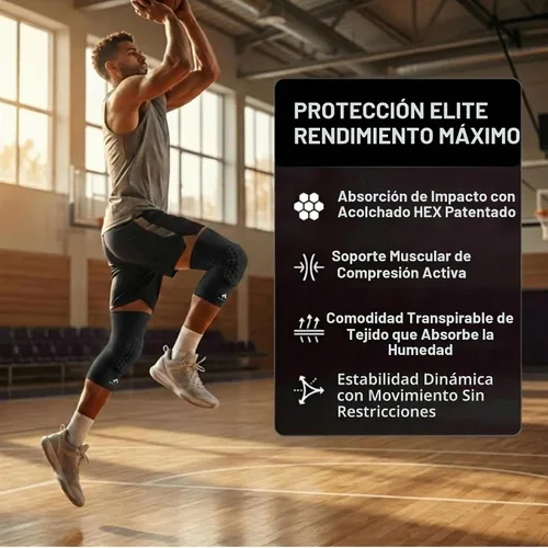 Vista 2 de Rodilleras de compresión: McDavid Hex Par de rodilleras de compresión hexagonales para baloncesto, voleibol, levantamiento de pesas y más