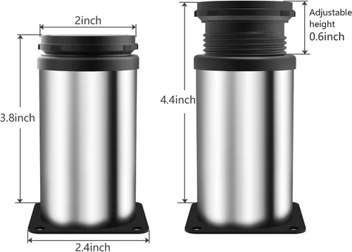 Vista 3 de Anwenk Patas de muebles de acero inoxidable actualizadas de 4 pulgadas, patas ajustables para gabinete, patas de escritorio, patas de mesa, patas