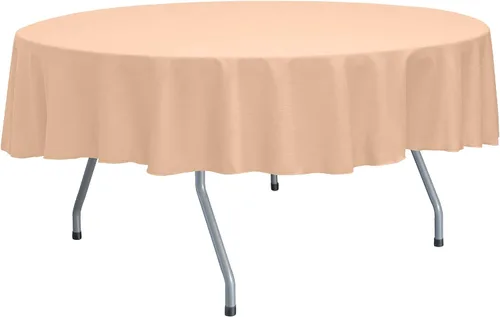 Vista 72 de Ultimate Textile Mantel redondo reversible Shantung Satin Majestic de 84 pulgadas, color rosa hielo