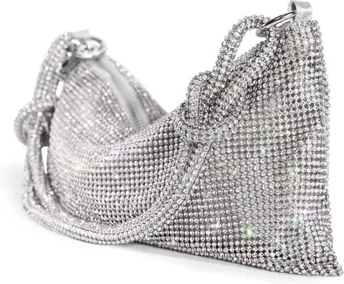 Vista 7 de WLLWOO WLLWOO Bolsos de mano con diamantes de imitación para mujer, bolsos de noche elegantes, bolsos cruzados brillantes para fiesta, club, boda