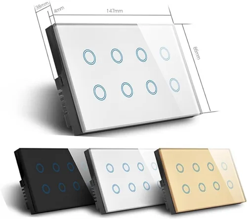 Vista 5 de Smart Home WiFi Smart Touch Light Interruptor de pared Interruptor de cristal Panel Tuya App Smart Life Compatible con control de voz (negro)