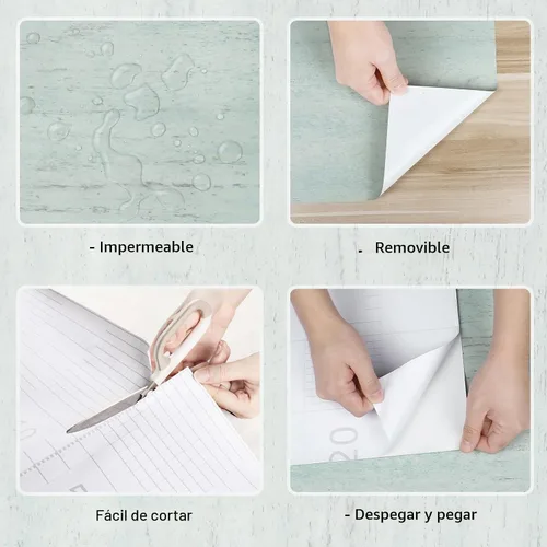 Vista 8 de Wallercity Papel adhesivo de madera verde para encimeras, papel tapiz autoadhesivo impermeable para armarios, papel tapiz de vinilo de madera, papel
