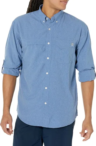 Vista 3 de HUK Camisa de manga larga Tide Point para hombre, con botones de pesca