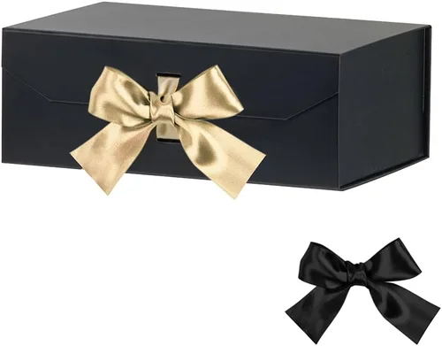 Vista 26 de GoooodGift Caja de regalo negra para regalos de 10 x 7.3 x 3.5 pulgadas, caja decorativa con cinta, caja de regalo vacía con tapa cierre magnético