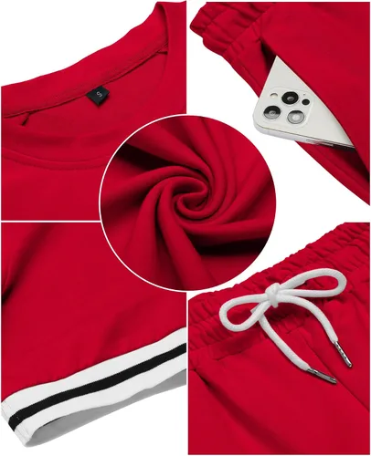 Vista 5 de Babioboa Conjunto corto de 2 piezas para hombre, conjunto deportivo de verano a la moda, casual, pantalones cortos, ajustado, deportivo, sudadera