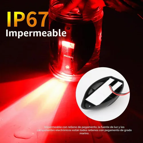 Vista 3 de RVZONE Luces de navegación para barco, luces de proa para barcos, LED rojas y verdes, iluminación marina IP67 impermeable, iluminación LED