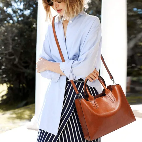 Vista 7 de Pahajim Bolsos de mano y bolsos de cuero para mujer con asa superior, bolsas de mano para mujer