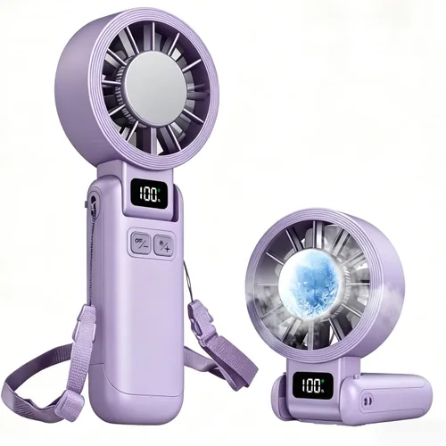 Vista 9 de VanSmaGo Ventilador de refrigeración de hielo turbo portátil de mano, velocidad (1-100) ventilador personal recargable [3600 mAH] Mini ventilador