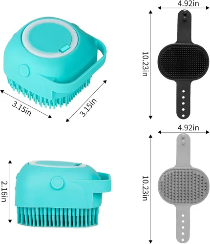 Vista 6 de Comotech 6 piezas: cepillo de baño para perros y cepillo de dientes para perros Cepillo de champú y estropajo con mango ajustable para perros