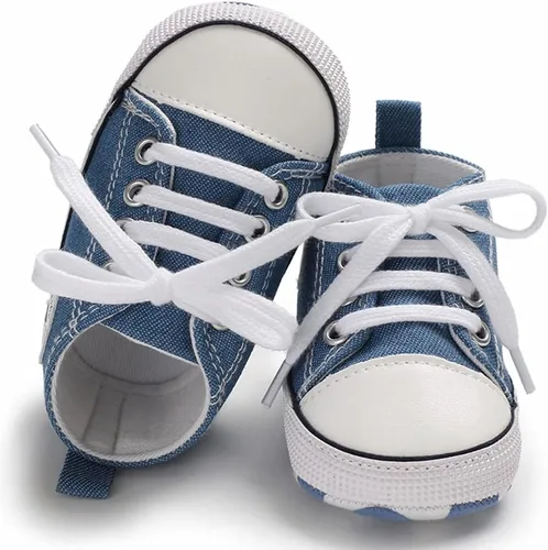 Vista 3 de Zapatos unisex para bebés, niñas y niños, suela suave, lona para recién nacidos, primeros pasos, zapatillas altas antideslizantes