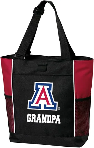 Vista 13 de Broad Bay Official Arizona Wildcats Zippered Tote Bag University Logo, 600D Polyester Canvas, Adjustable Web Handles, Front Pocket, Side Mesh