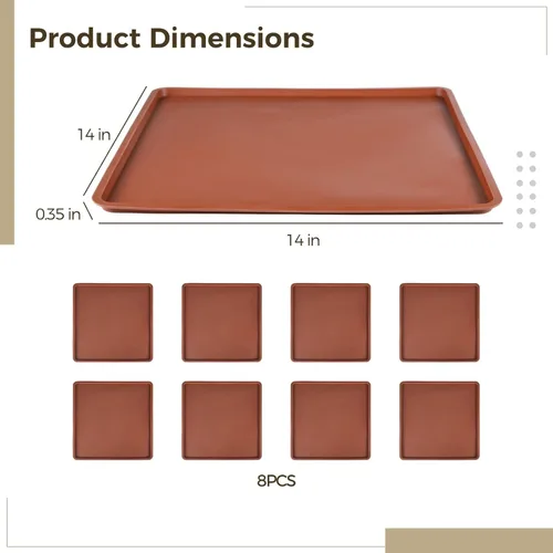Vista 5 de 8 Pcs Silicone Dehydrator Sheets, 14 x 14 in Non-Stick Silicone Dehydrator Trays Compatible with Excalibur, with Edge, for Fruits, Vegetables, Meat