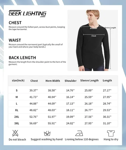 Vista 7 de GEEK LIGHTING Mens Long Sleeve Turtleneck Shirt Casual Slim Fit Basic T-Shirt