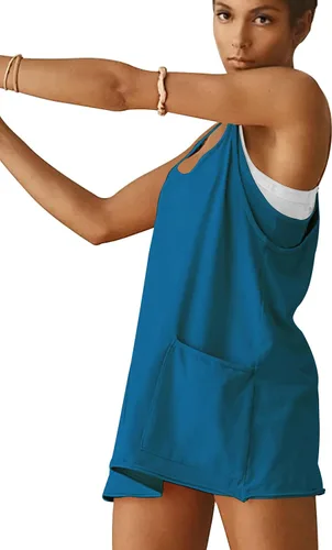 Vista 4 de Vestido atlético para mujer con pantalones cortos incorporados, mini vestido de entrenamiento deportivo para golf, verano 2024