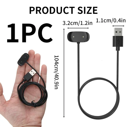 Vista 2 de Cable magnético de cargador de reloj inteligente, protección contra sobrecorriente integrada de 2 pines de 3.3 pies 5V1A USB-A, accesorios
