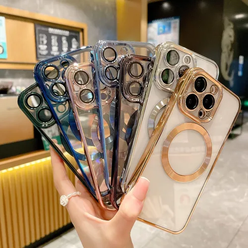 Vista 8 de aowner Funda magnética transparente para iPhone 11 Pro Max con protector de lente de cámara, compatible con MagSafe, no se amarillea, ajuste
