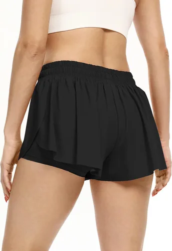 Vista 6 de Blaosn - Pantalones cortos deportivos fluidos para mujer, para gimnasio, yoga, entrenamiento, correr, tenis, falda deportiva, ropa linda, casual
