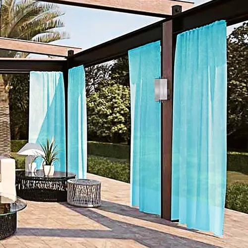 Vista 2 de SpaceDresser - Cortinas transparentes impermeables para exterior para patio - 2 paneles con bolsillo para barra, cortinas de gasa transparentes