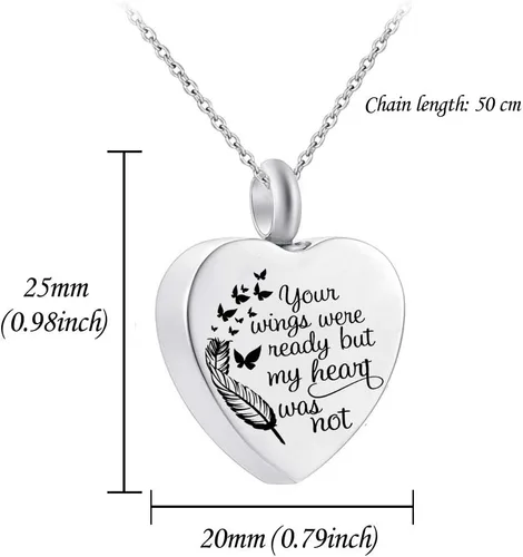 Vista 2 de Joyas para cenizas con inscripción God has You in his arms - con alas de ángel - Collar con dije