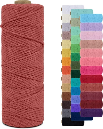 Vista 68 de Cordón de macramé de 0.079 pulgadas, cuerda de algodón natural de 109 yardas, hilo de cuerda de macramé para manualidades, ganchos de pared