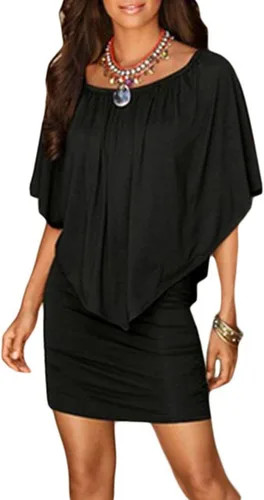 Vista 3 de Sidefeel Vestido corto con volantes y hombros descubiertos para mujer