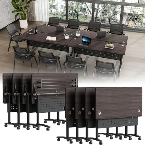 Vista 12 de Folding Conference Table with Wheels, Modular Foldable Conference Room Training Tables for Training Rooms, Flip Top Mobile Rolling Meeting Seminar