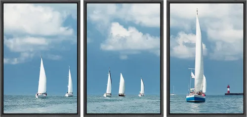 Vista 46 de wall26 Lienzo enmarcado para pared, juego de arte exótico tropical, océano, mar, avión, puesta de sol, transporte, fotografía, realismo, decorativo
