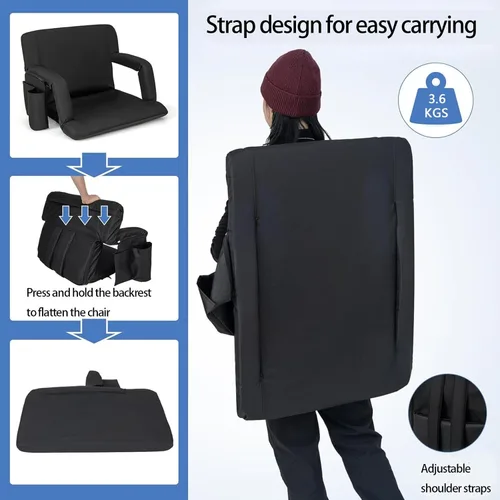 Vista 5 de Easy Carry Heated Foldable Chair with 3 Heat Setting Small Outdoor Seat Easy to Use for Camping Sports Event